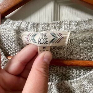 Pink Rose White and Gray Sweater